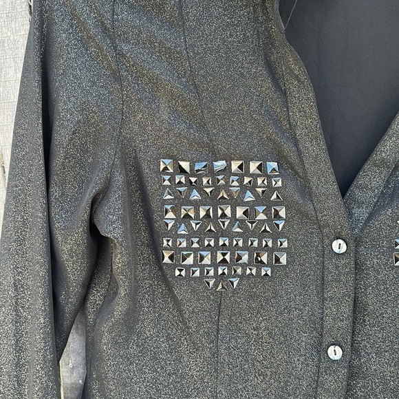 𝅺black Colori Button Down Blouse size Small - Picture 2 of 12